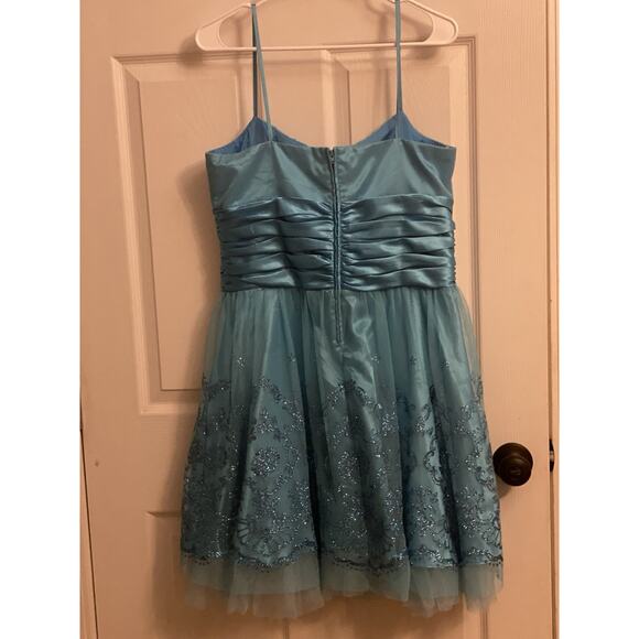 Jump Apparel Juniors Prom/Party Dress- sz 13/14 Turquoise - Picture 4 of 5